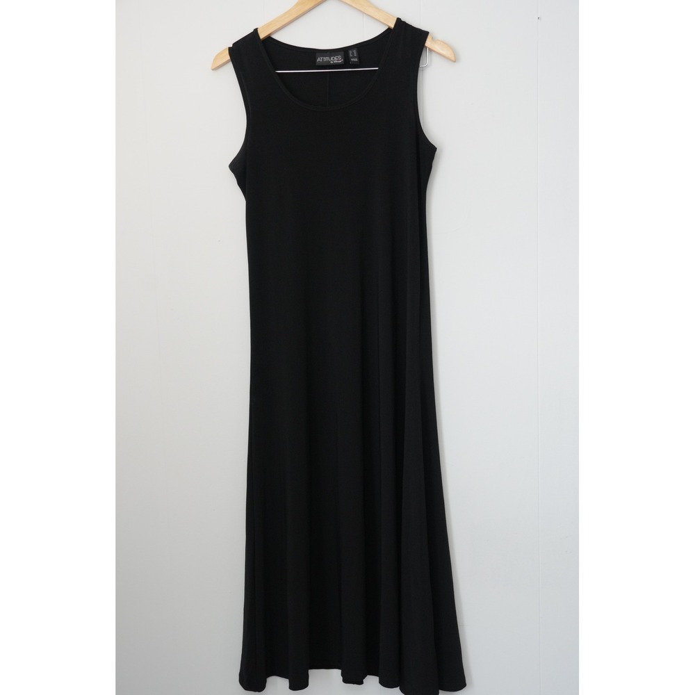 Attitudes by Renee Maxi Dress Women Extra Small Petite Black Sleeveless Stretchy